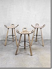 Vintage Spanish stools, vintage design Spaanse krukken barkruk