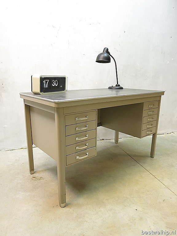 Wonderlijk Industrieel metalen vintage bureau, vintage desk Industrial Gispen JP-24