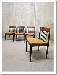 Vintage eetkamerstoelen Deens, Danish vintage design dining chairs 